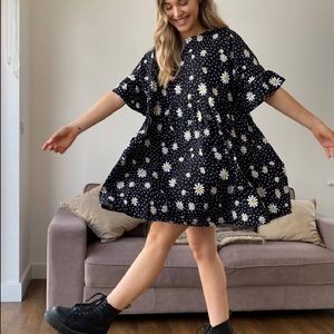 ASOS Black Floral Mini Smock Dress - NWOT